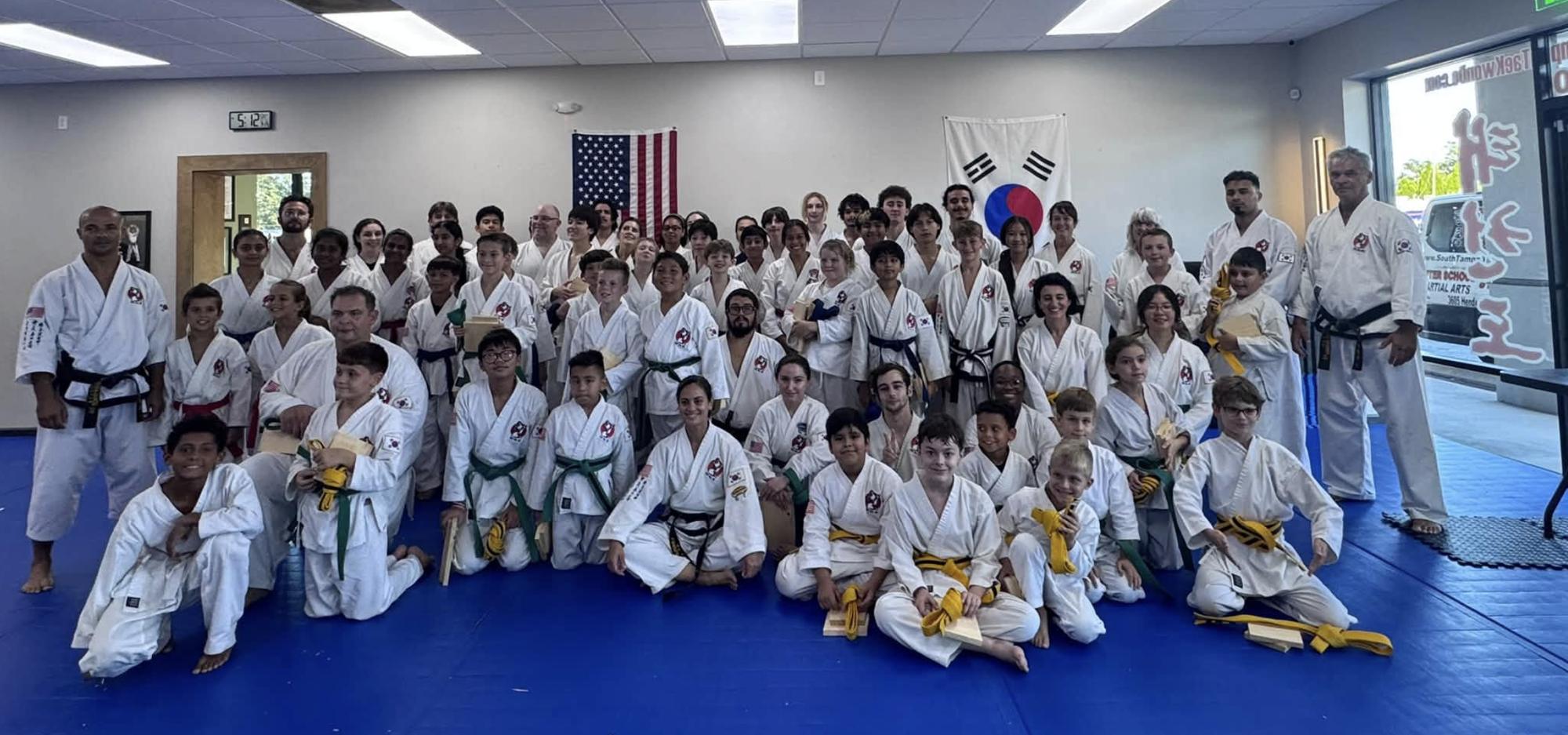 Students filling the training floor at Traditional TaeKwon-Do Center of South Tampa