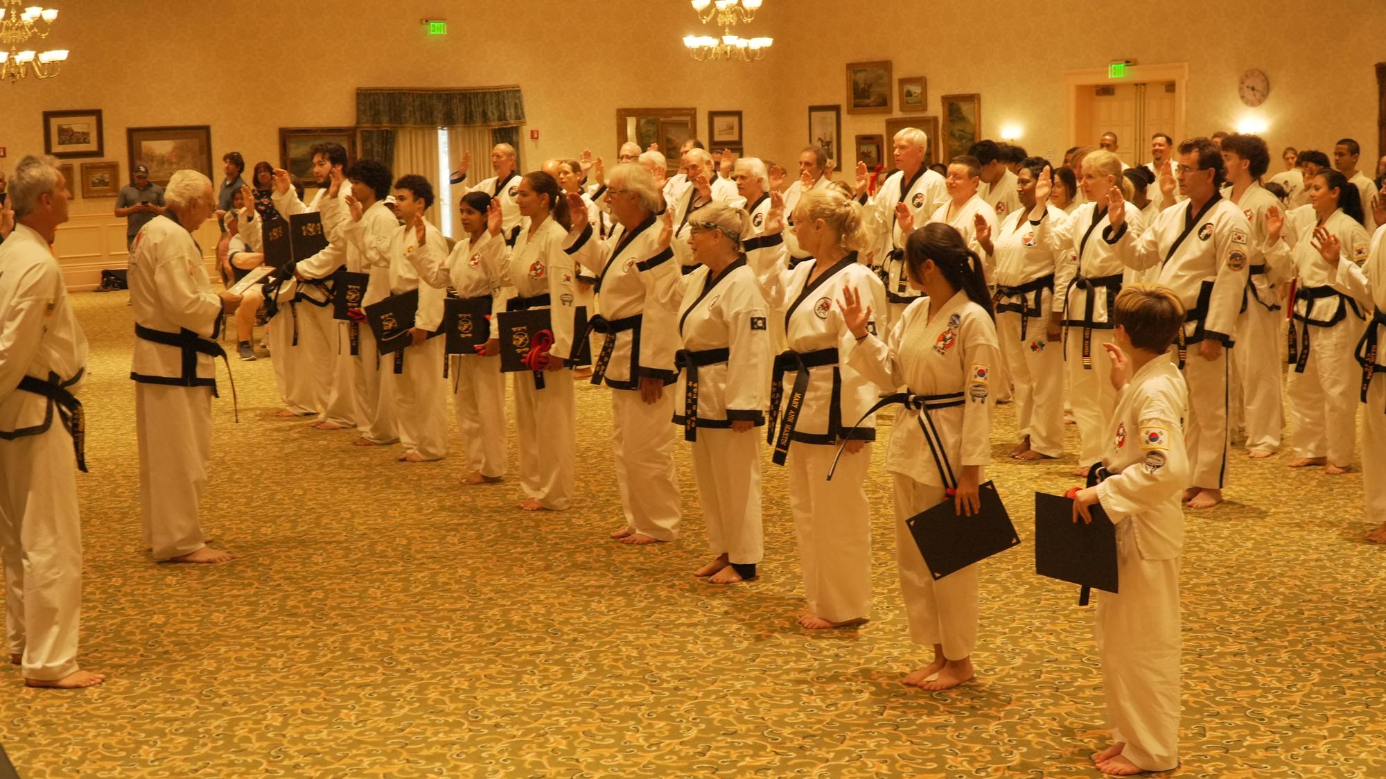 Students of Traditional TaeKwon-Do Center lined up for a rank test